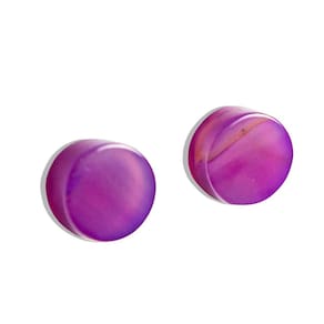 Brinco Botton Pedra Agata Lilas Pino Tarraxa Banho Dourado