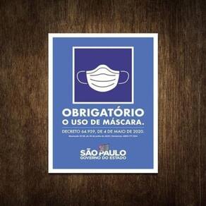 Placas Obrigatória Uso De Máscara 36X46 Padrão Governo Sp