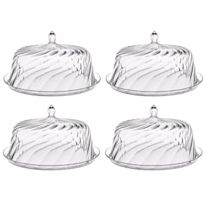Kit 4 Porta Bolo com Cúpula 30cm Transparente Boleira Glassy Crippa Doces Sobremesas
