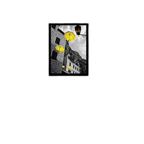 Quadro Decorativo Fotografia Sombrinhas Amarelas 45x34cm