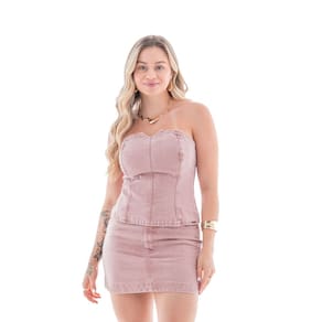 Top Corset Collor Feminino Arauto Premium Denim