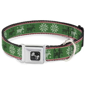 Coleira para cães com fivela Christmas Stitch Moose/Snowflakes
