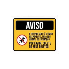 Placa Condomínio Atenção Colete Dejetos Animais De Estimação
