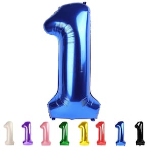 Number Balloons Mluchee 40cm azul escuro 1 aniversário de um bebê