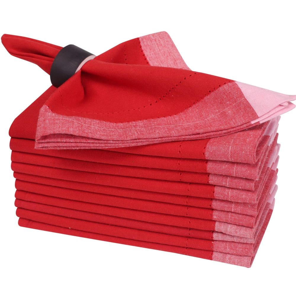 Guardanapos de pano, roupa de cama artesanal, 100% algodão, 20x20cm, vermelho, conjunto de 1