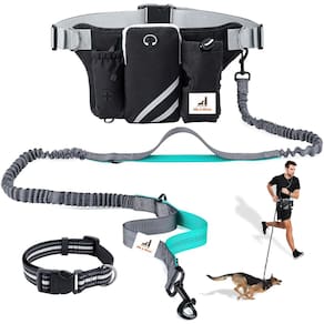 Coleira para cães Hands Free Mila & Winnie com bolsa azul