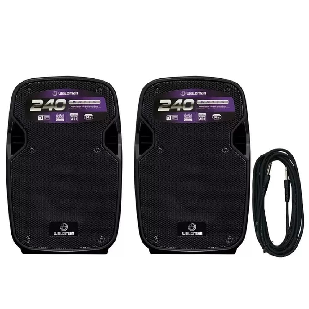 Kit Caixas Waldman Amplificada Ativa E Passiva 8 C/ Cabo De Conexao Fk-240X