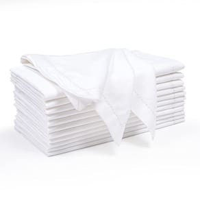 Conjunto de 12 guardanapos de jantar de tecido de linho de algodão 45x45cm White Ram