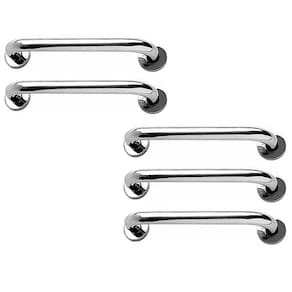 Alça de Apoio 40cm Barra Inox Kit 5 Unidades Acessibilidade Cadeirante Idoso Deficiente Banheiro Box Suporte Parede Corrimao Segurança