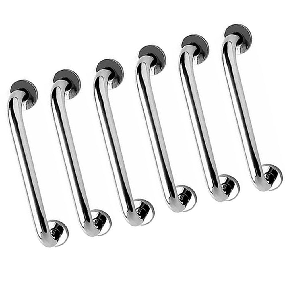Alça de Apoio Barra Inox 40cm Kit 6 Unidades Acessibilidade Deficiente Cadeirante Banheiro Idoso Segurança Corrimao Suporte Parede Resistente