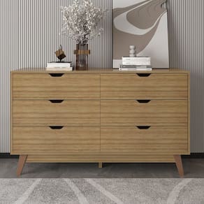 Cômoda Ester com 6 Gavetas e Pé Cônico 136cm Cm8026 Amendoa