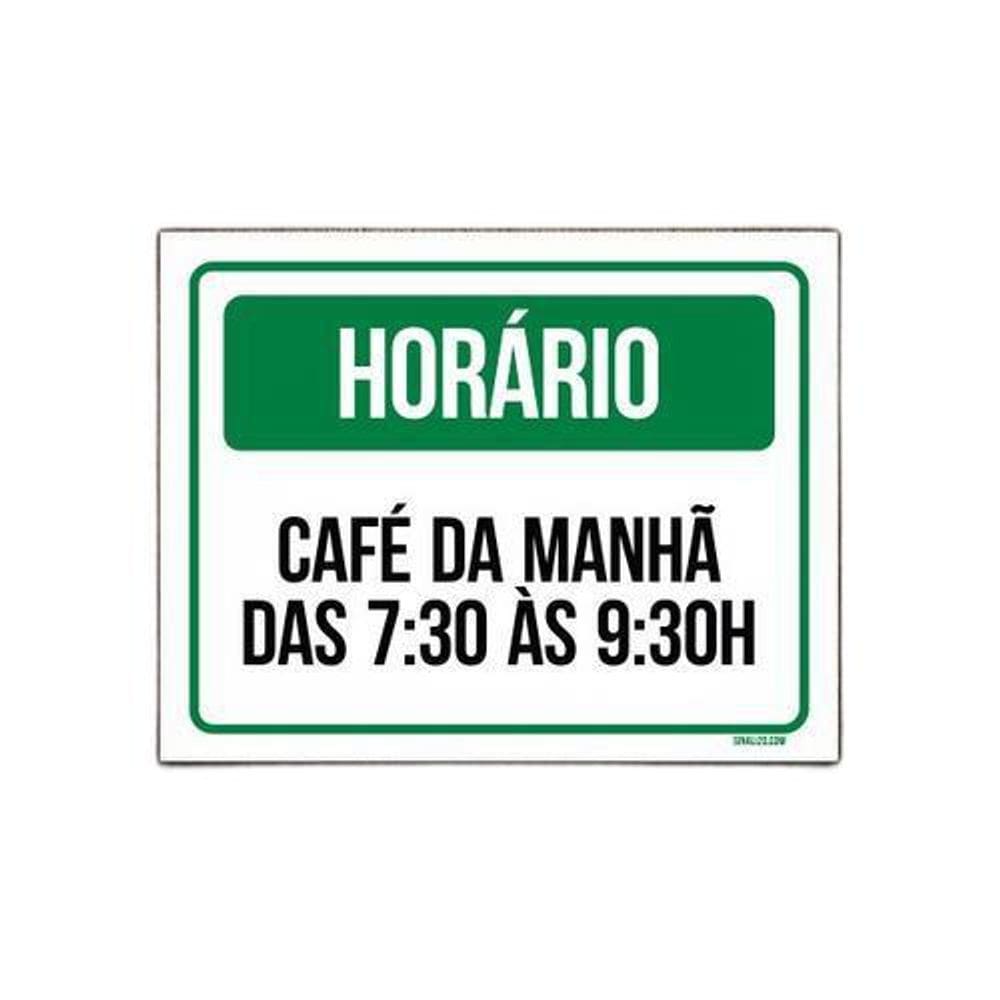Placa Sinalização - Horário Café Manhá Hotel 18X23
