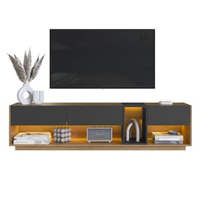 Rack Moderno Com LED 03 Gavetas 180cm Mell Grafite PRODDY