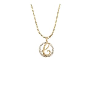 Colar Corrente 45 Cm Feminina Pingente Letra C Banhado Ouro