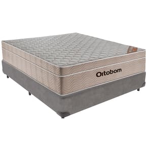 Cama Box Cinza e Colchão Airtech Molas Ensacadas Viúvo Ortobom