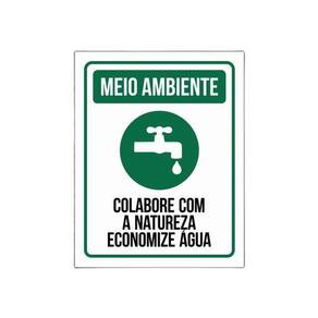 Placa Sinalização Meio Ambiente - Economize Aguá 27X35