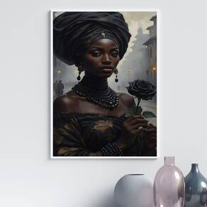 Quadro Pombagira Rosa Negra 45X34Cm - Com Vidro