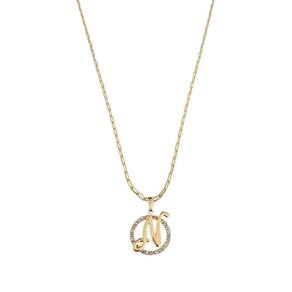 Colar Corrente 45 Cm Feminina Pingente Letra N Banhado Ouro