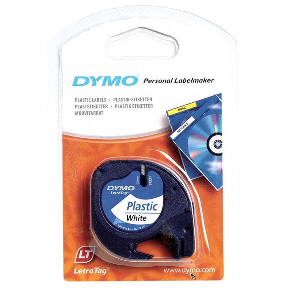 Fita Plastica Dymo Para Rotulador Letratag Preto/Branco