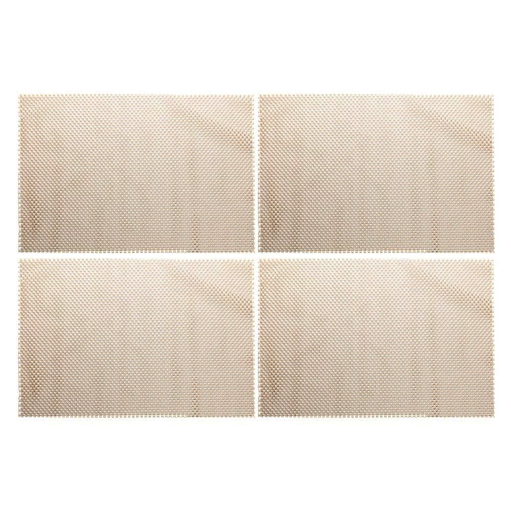 Jogo 4 Lugar Americano Retangular Mesa Pvc Antiderrapante Bege 45x30cm Lyor