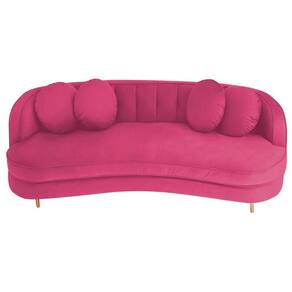 Sofá Curvo 2 Lugares Orgânico Sala Recepção Luxo Panamá 160cm Suede Pink