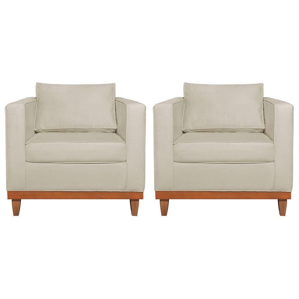 Kit 2 Poltronas Decorativa Europa Bouclé Adj Decor Bege