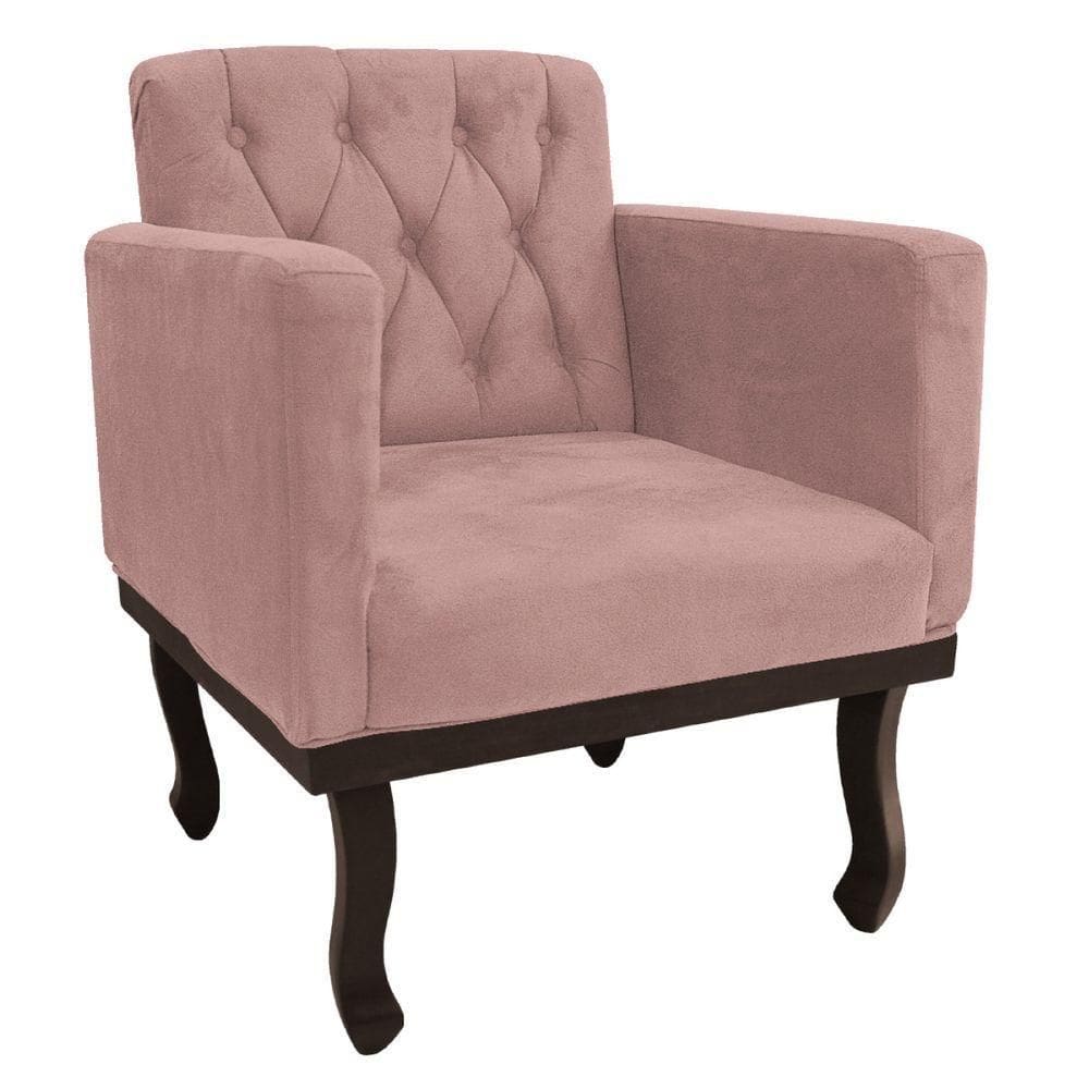 Poltrona Decorativa Classic Pés Luiz Xv Linho Adj Decor Rosê