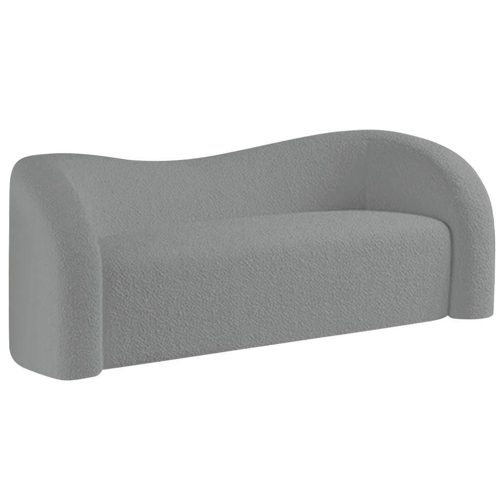 Sofá Curvo 3 Lugares Orgânico Sala Recepção Coréia 180cm Bouclé Cinza