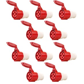 Kit 10 Tomada Acoplamento 3P+T 32A Vermelho 6H 380/440V Omg 4256