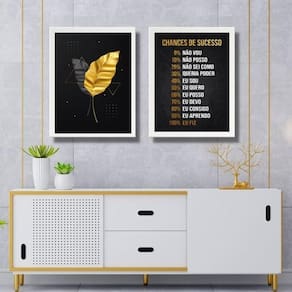 Kit 2 Quadros Motivacionais Sucesso - Folhas 45X34Cm