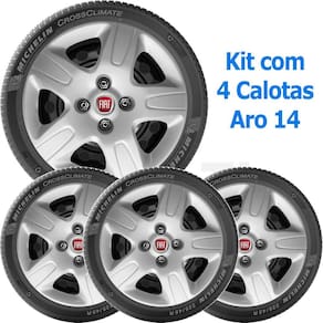 4X Calota Fiat Strada Aro 14 Com Emblema 111Ca