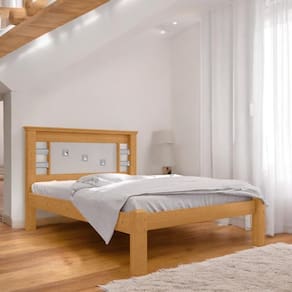 Cama Casal Com Cabeceira Laribella Naturalle E Off White