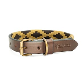 Coleira para cães GauchoLife Polo de couro costurada à mão, grande Dorad