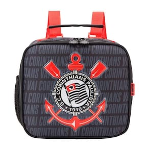 Lancheira Escolar Corinthians Preta Infantil Xeryus