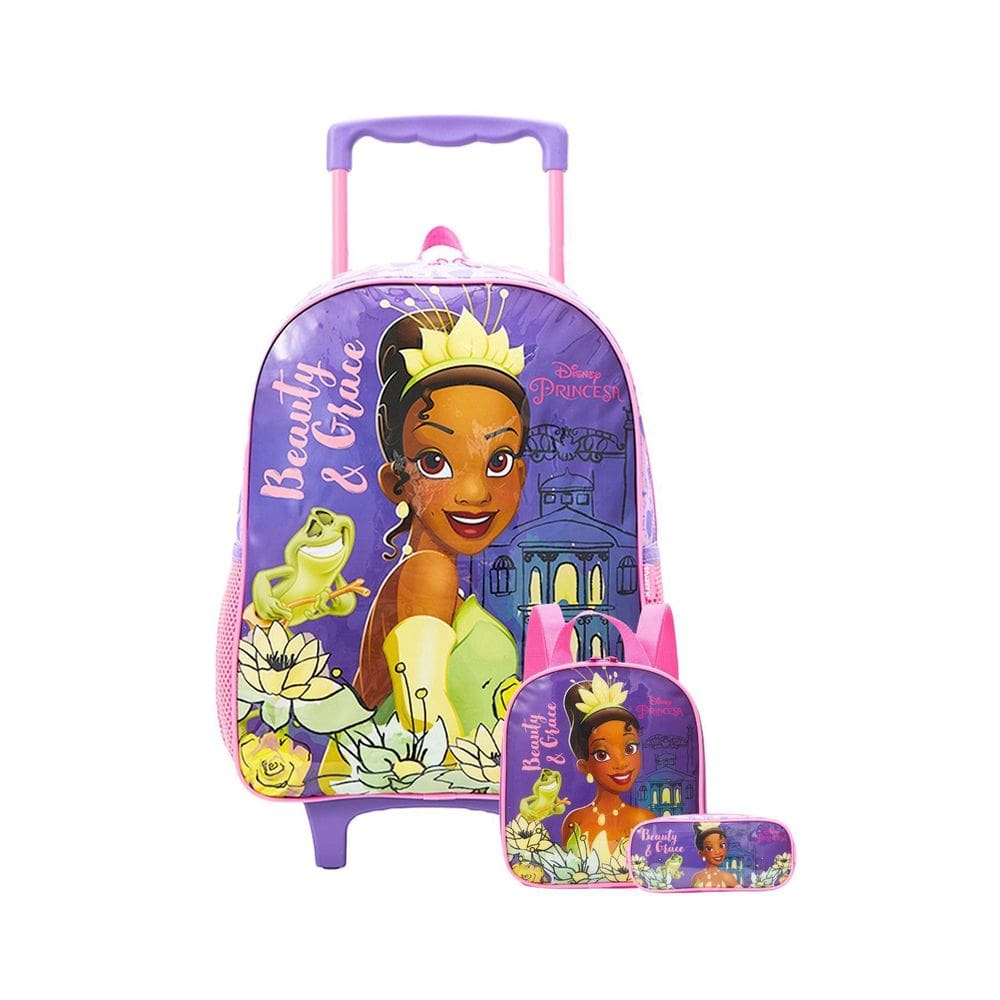 Kit Escolar Mochila Rodas+ Lancheira+ Estojo Tiana