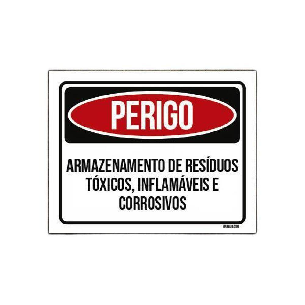 Placa Perigo Armazenamento Tóxicos Inflamáveis 18X23