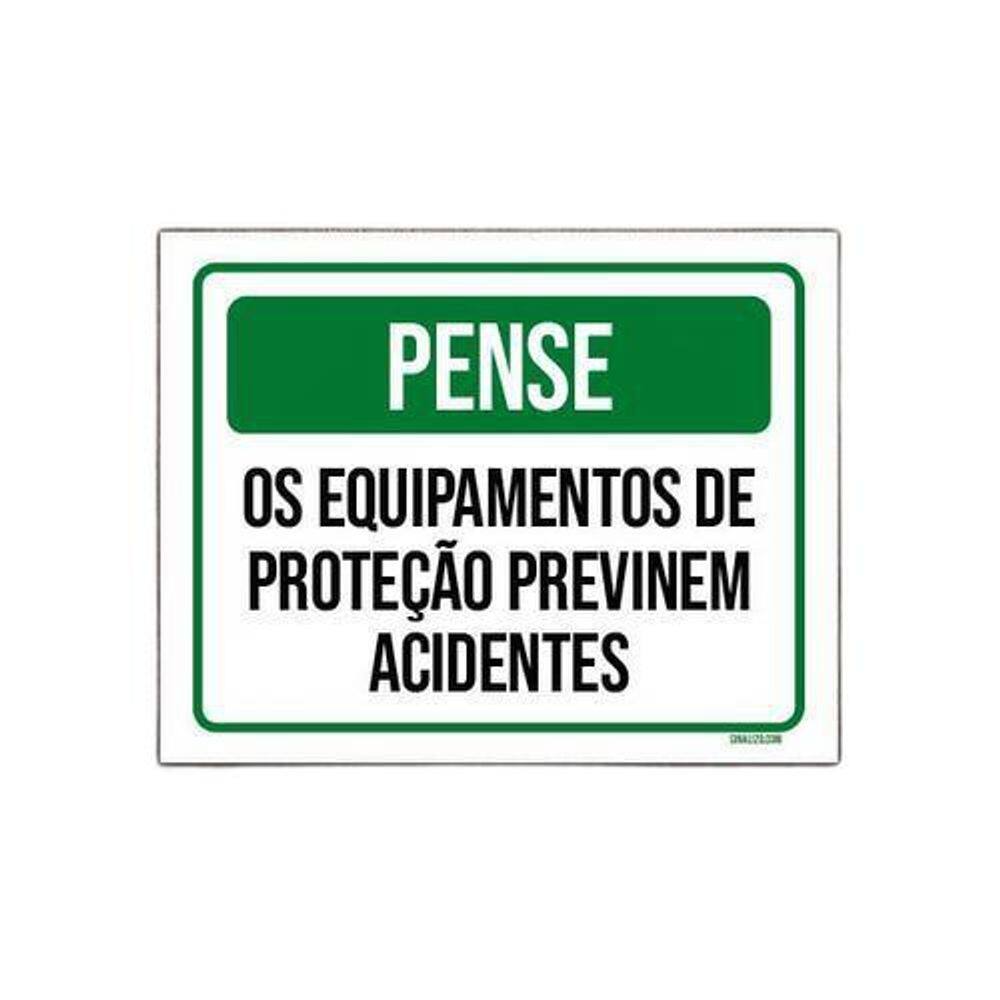 Kit 5 Placas Pense Equipamentos Proteção Acidentes