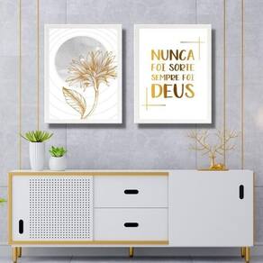 Kit 2 Quadros Modernos Nunca Foi Sorte 24X18Cm
