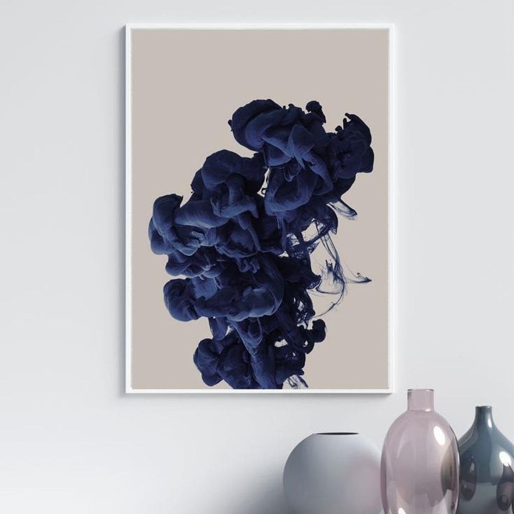 Quadro Abstrato Cor Azul 45X34Cm - Com Vidro