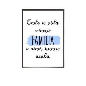 Quadro Família - O Amor Nunca Acaba 33X24Cm - Com Vidro