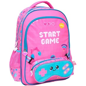 Kit Mochila Costas 17 Gamer Girl E Estojo Infantil Escolar
