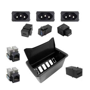 Caixa Embutir Mesa Móveis New 6 Slim 3 Tomadas Usb Hdmi Rj45