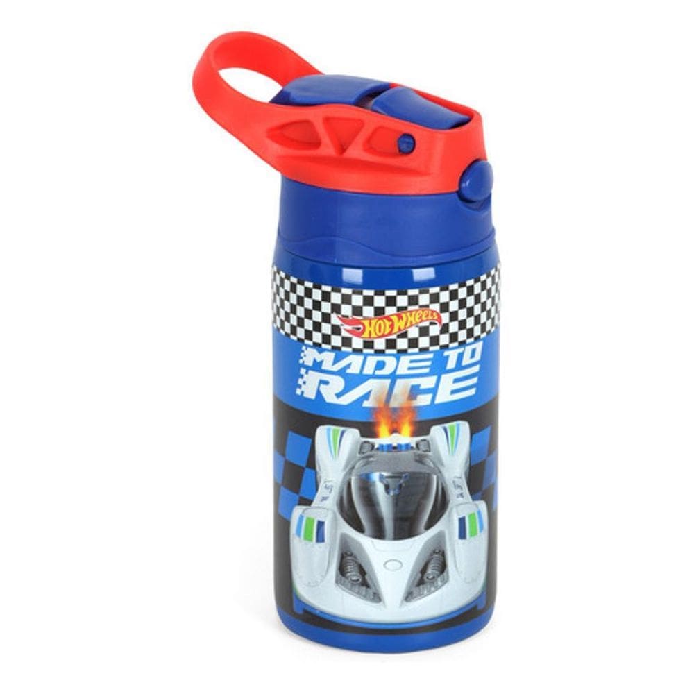 Garrafa Infantil Hot Wheels Aço Inox 500Ml - Azul