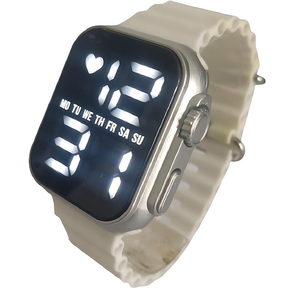 Relogio Branco De Pulso Jovens Visor Led Exclusivo Moda 2025