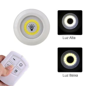 Kit 3 Lampada Luminaria Led Spot Sem Fio Controle Remoto Smd
