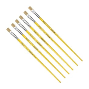 Kit 6 Pincel Chato Longo Cerda Natural 815-10 Nº10 Tigre