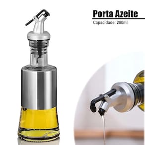 Galheteiro Porta Azeite E Vinagre 200Ml Aço Inoxidável Vidro