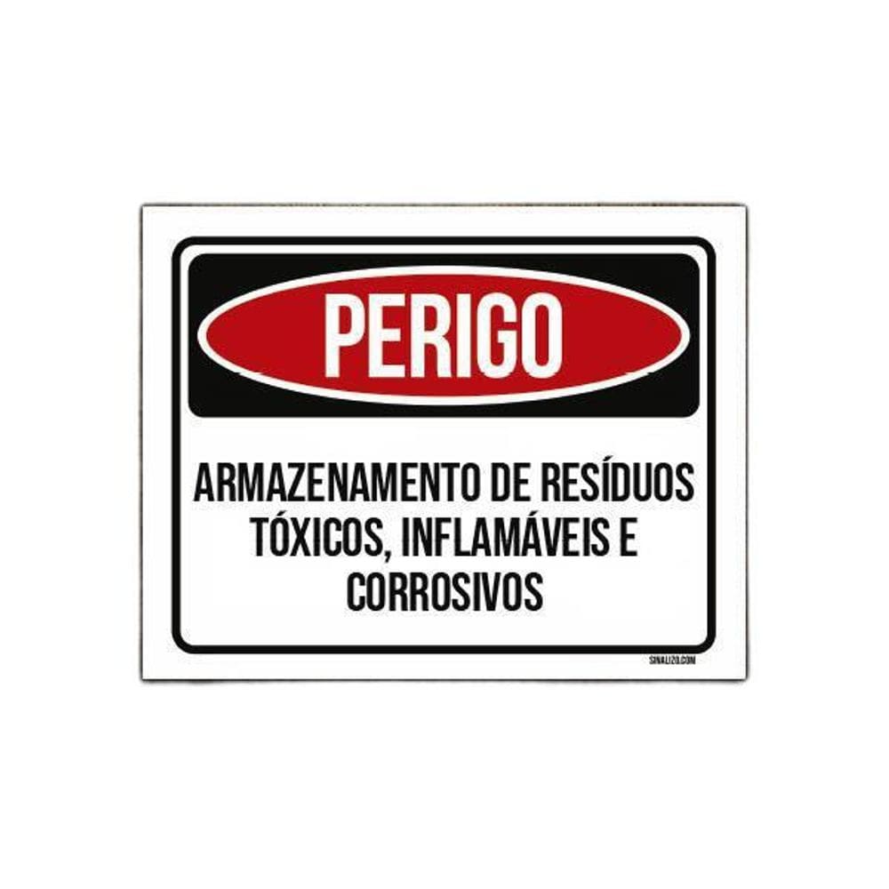Placa Perigo Armazenamento Tóxicos Inflamáveis 18X23