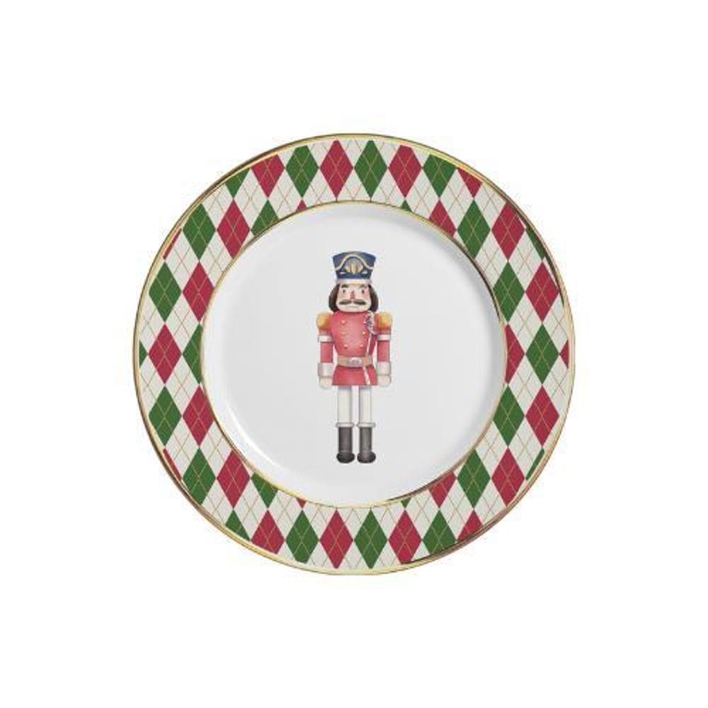 Conjunto 6 Pratos De Sobremesa Soldadinhos Filete Ouro 21Cm