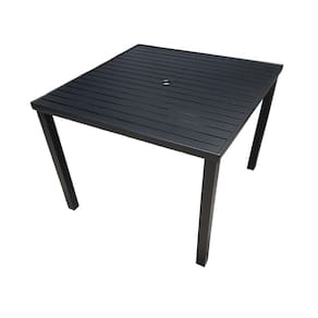Mesa Tampo Ripado Quadrada 0.80x0.80m Alumínio Preto